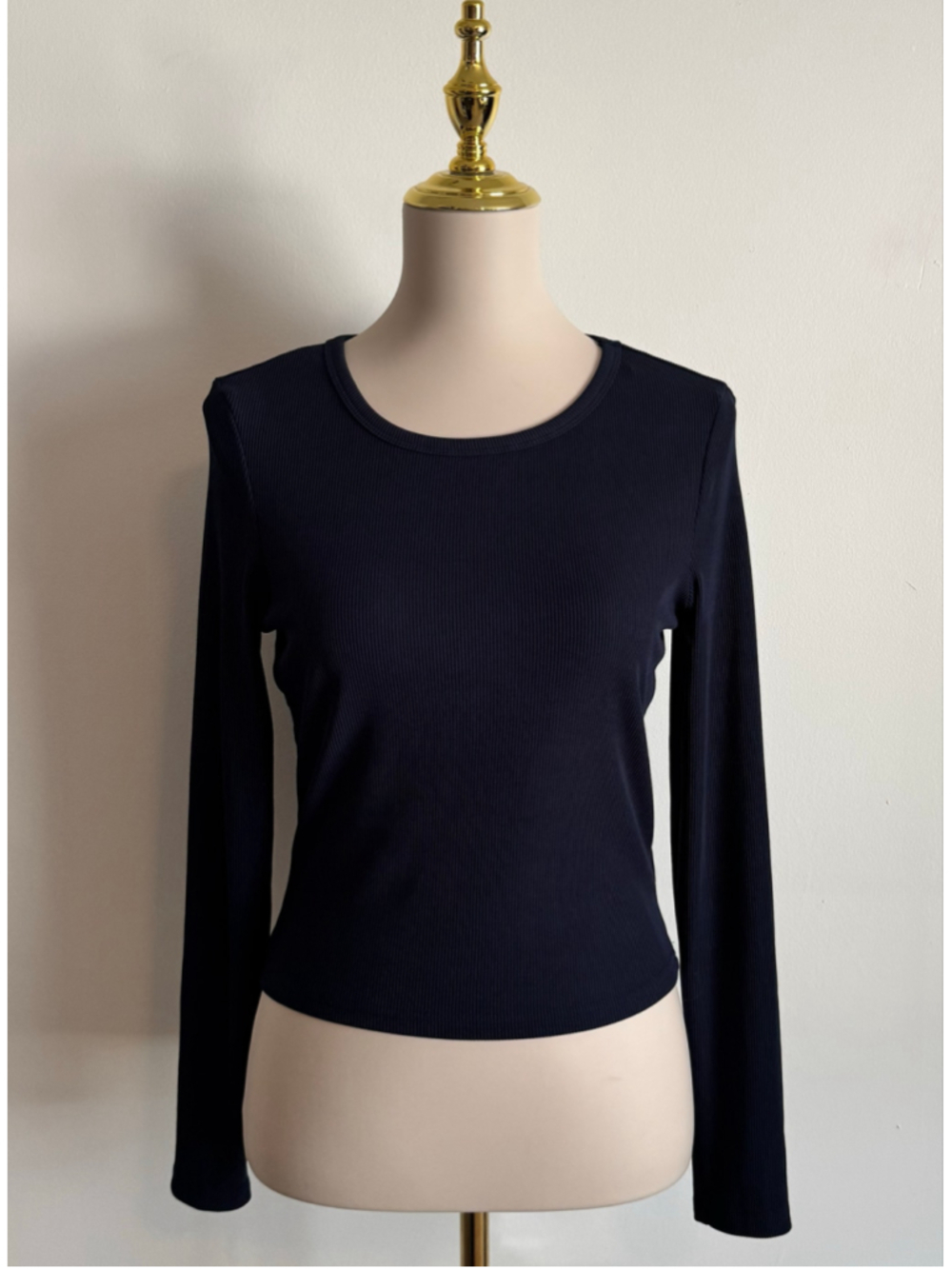 Women's PrettyGarden Long Sleeve Ribbed Tee Navy Size L